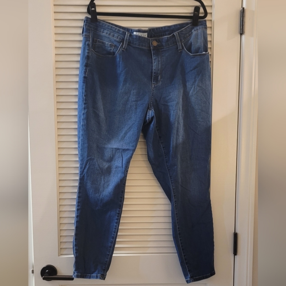 Ava & Viv - (Plus-Size) Blue Denim Jeans With Functional Front & Back Pockets